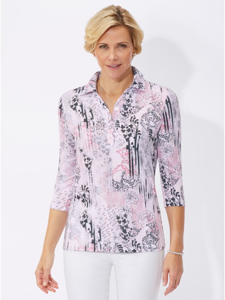 

Рубашка-поло с принтом античной розы и серого цвета WITT WEIDEN