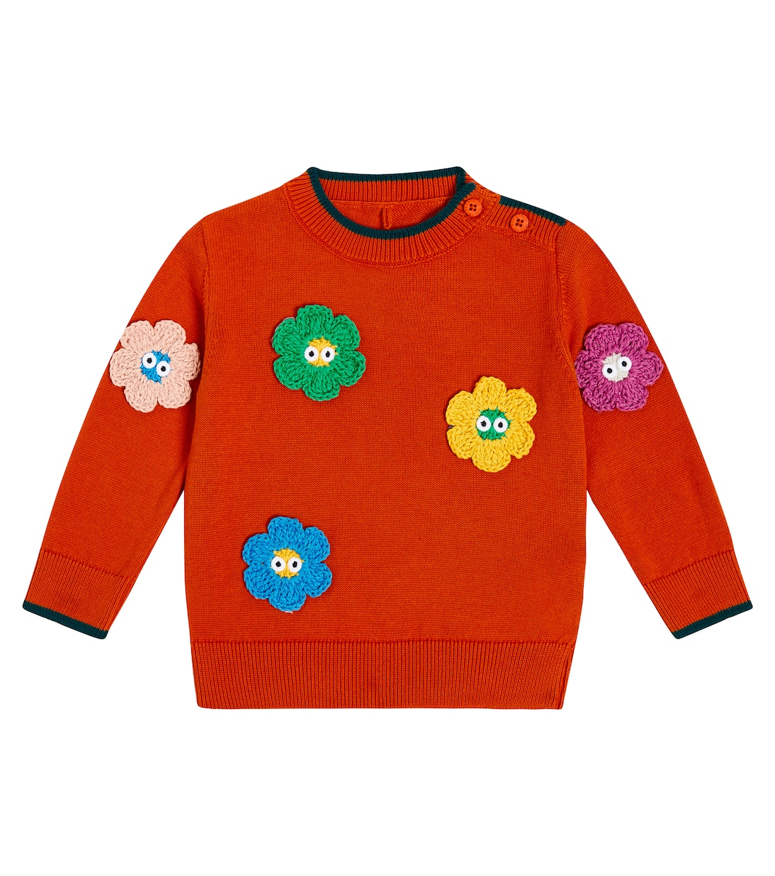 

Детский хлопковый свитер с цветочной аппликацией Stella McCartney Kids, оранжевый