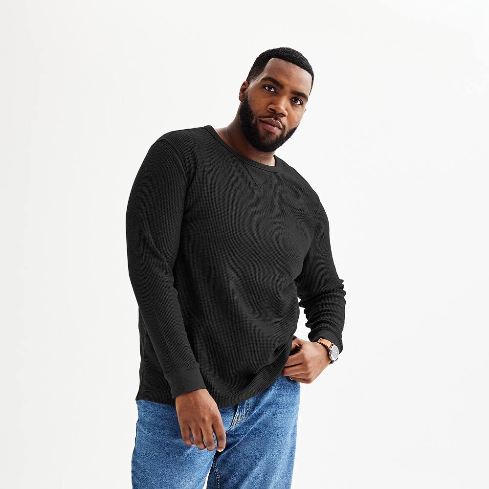 

Утепленная футболка с длинными рукавами Big & Tall Sonoma Goods For Life Essential, черный