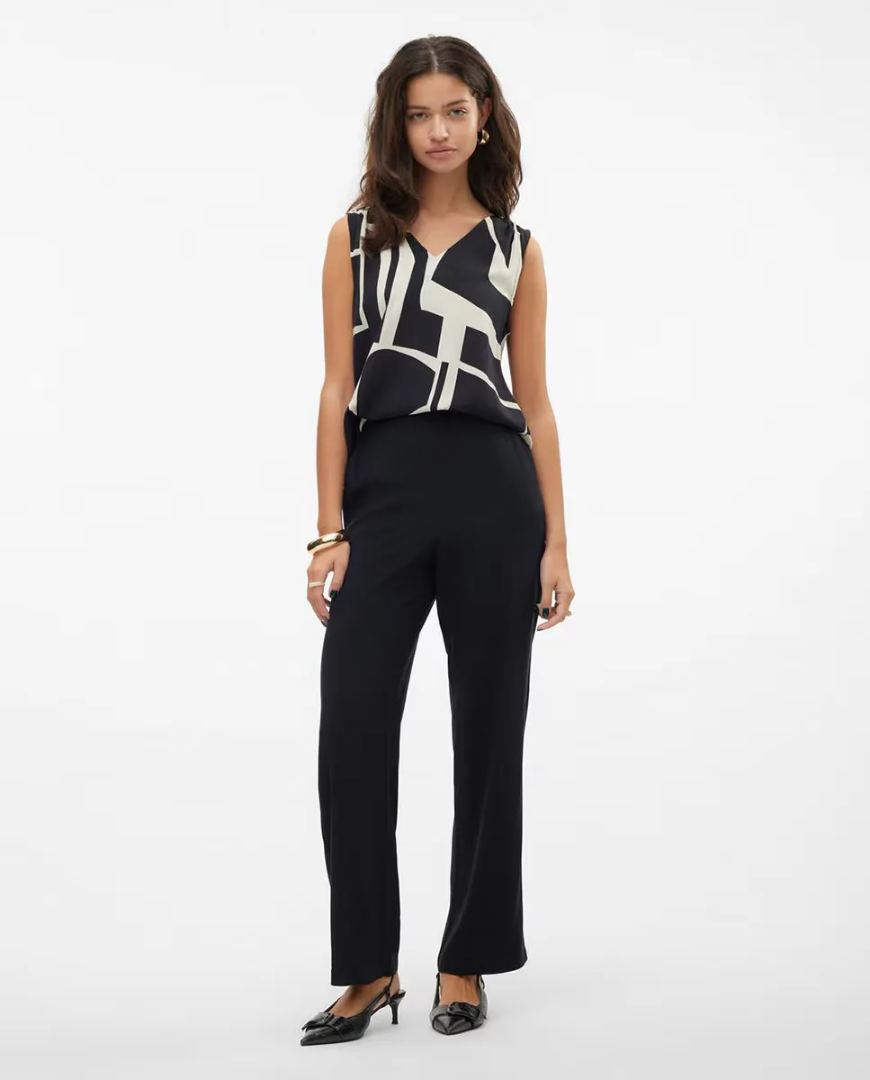 

Струящиеся женские брюки с принтом Vero Moda, черный