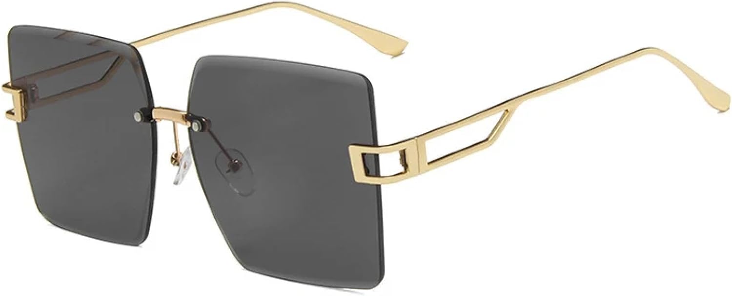 

Безободковые солнцезащитные очки с вырезом для женщин и мужчин, модные, для активного отдыха, вождения, путешествий, с защитой от УФ-излучения UV400 TKKTLLT, Gold Gray