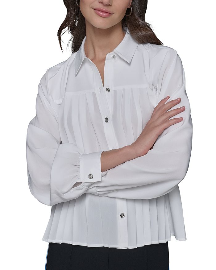 

Блузка в складку KARL LAGERFELD PARIS, белый