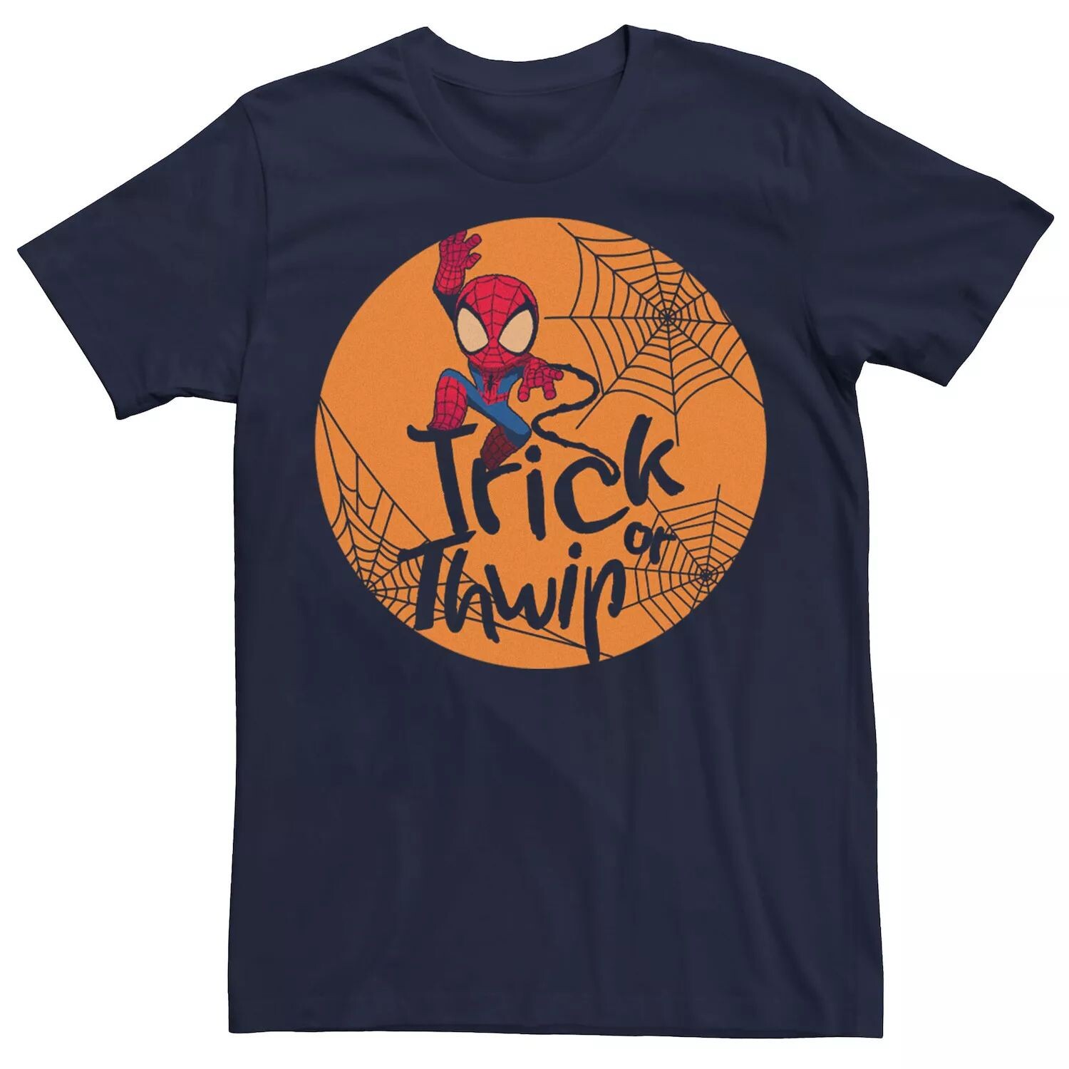 

Мужская футболка Trick Or Thwip Halloween с изображением Человека-паука Marvel