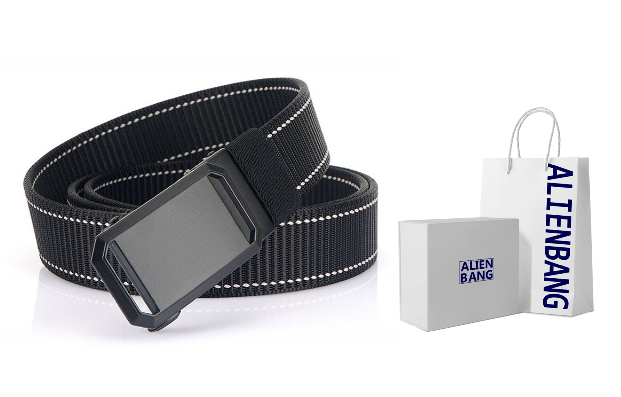 

Нейлоновый ремень унисекс 3,4 см ALIEN BANG, Dark Gray Black Thread, Houndstooth Box