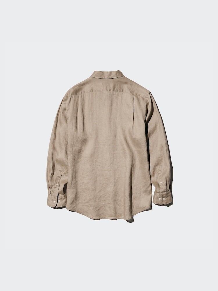 Рубашка из 100% льна премиум-класса Uniqlo, цвет 61 синий — фото 4