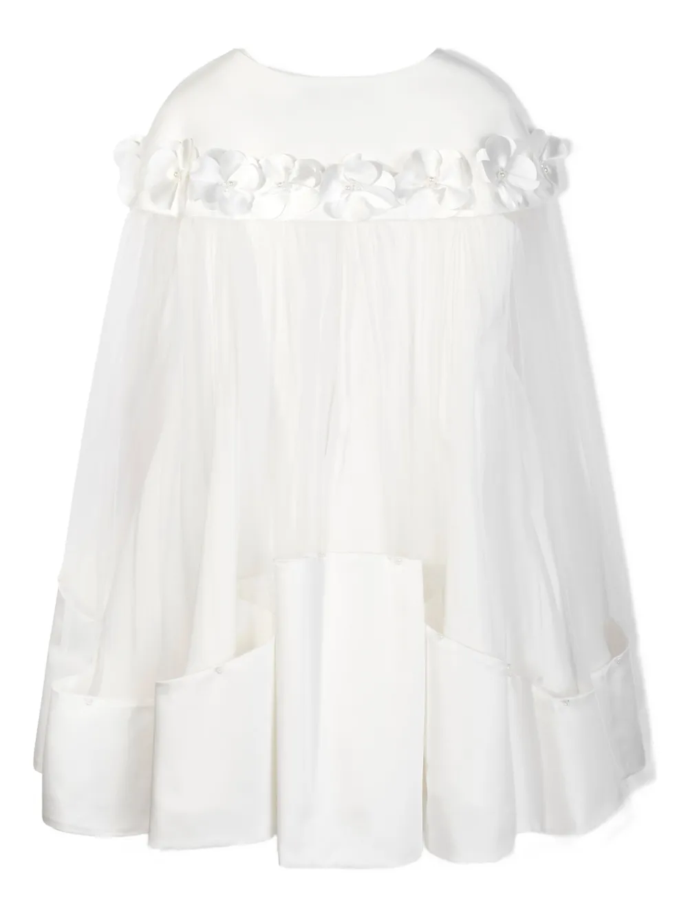 Платье-кейп из тюля с цветочным декором Dress & Fleur, белый — фото 3