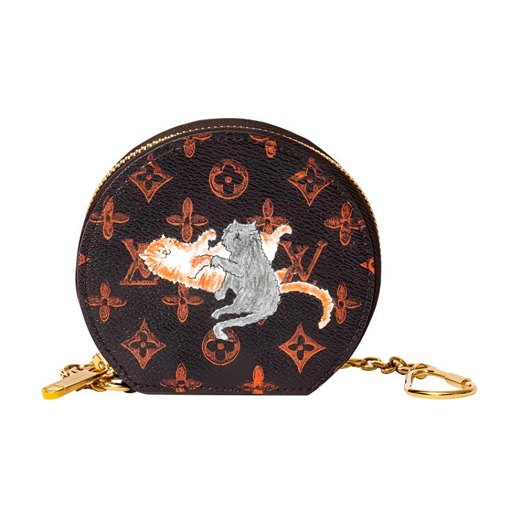 

LOUIS VUITTON Женский кошелек для монет из коровьей кожи коричневый разноцветный