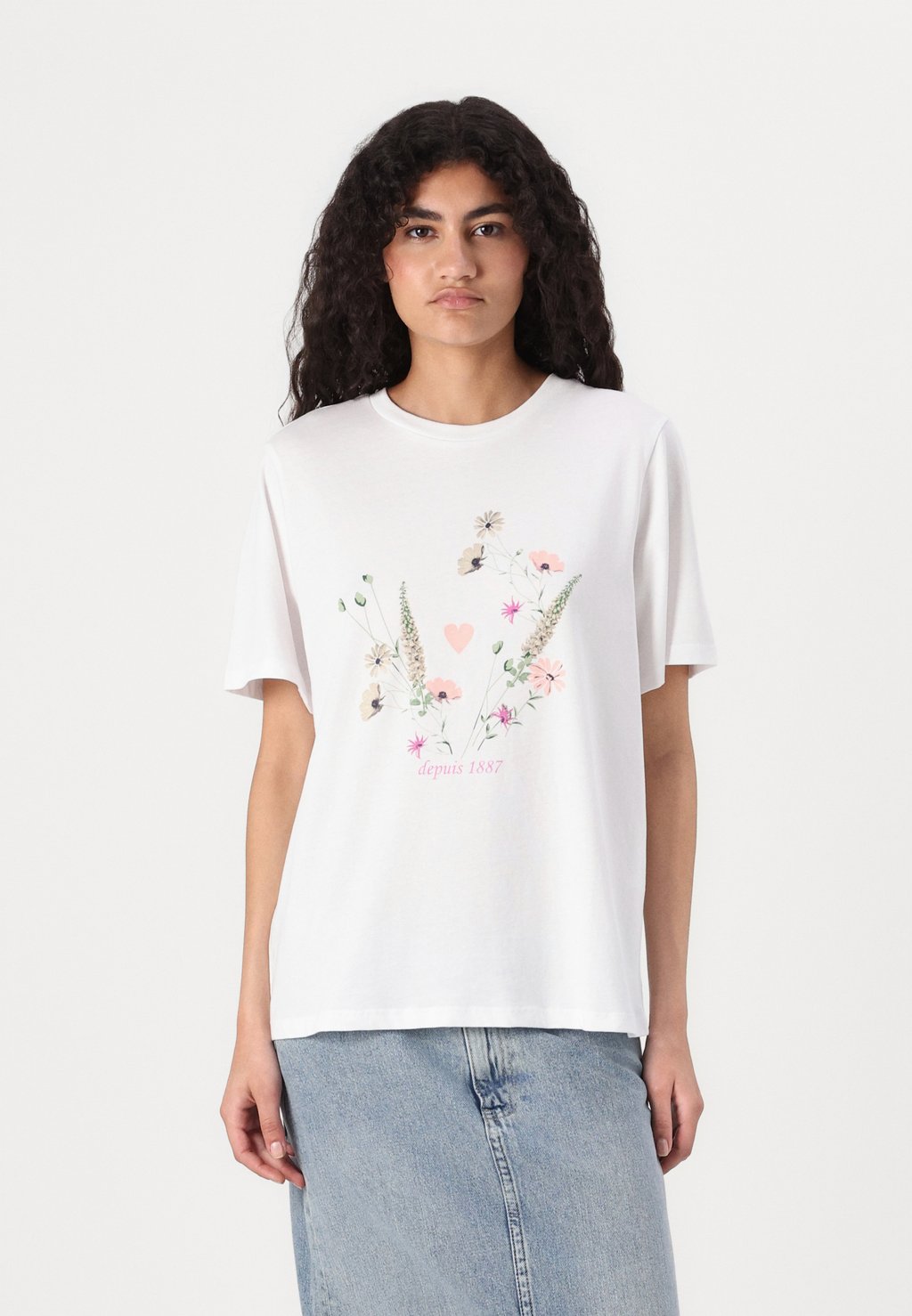 

Футболка с принтом PCFLURA PRINTED Pieces, белый
