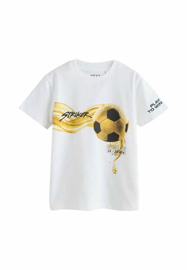 Футболка с коротким рукавом и графическим принтом, стандартного кроя. Next, White/Gold Football
