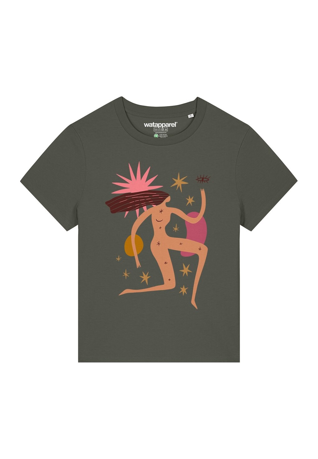 

Футболка с принтом LOVE AND FLEX watapparel, хаки