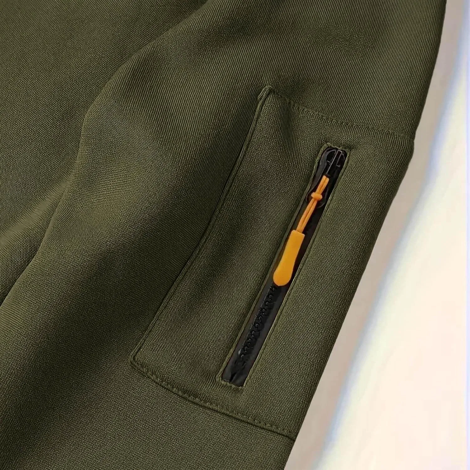 Мужская худи с капюшоном на молнии, флисовая, с карманом на рукаве, Army Green — фото 3