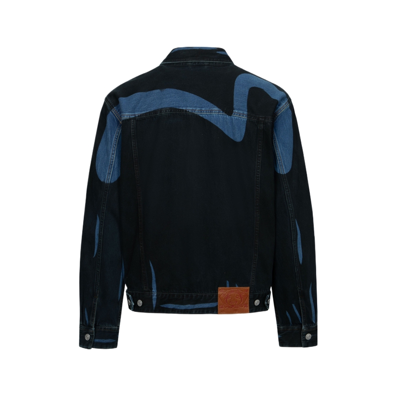 

Джинсовая куртка мужская с принтом EVISU черная, Черный, Джинсовая куртка мужская с принтом EVISU черная