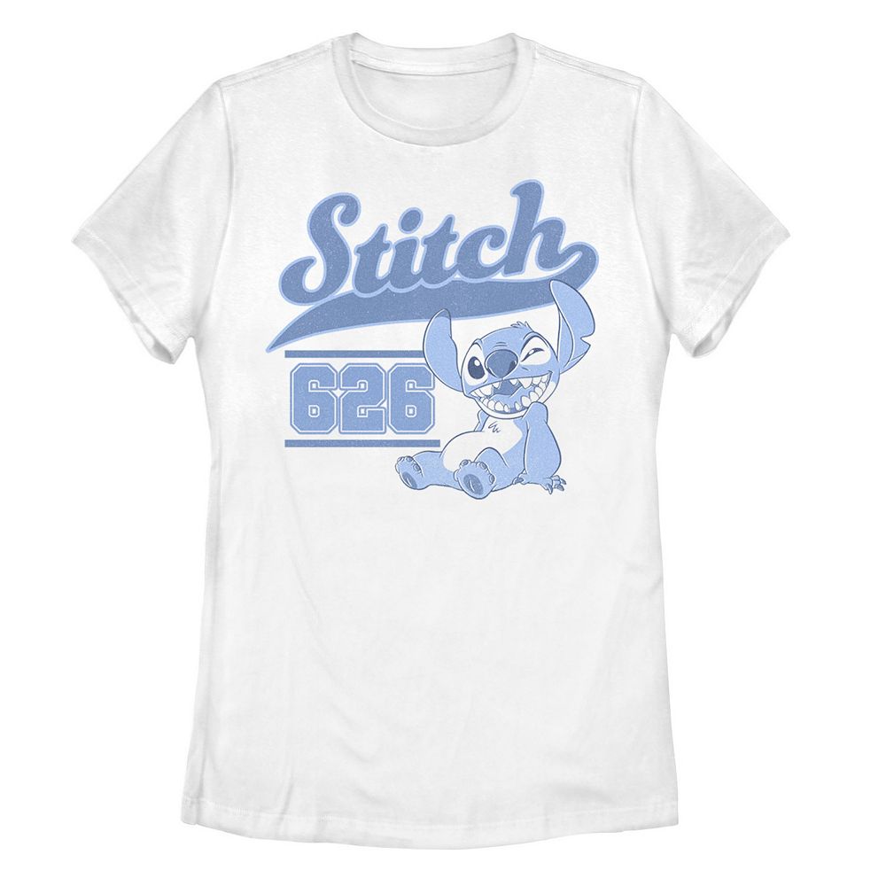 

Футболка Stitch Day Collegiate с рисунком Disney's Lilo & Stitch Juniors' 626 Licensed Character, белый