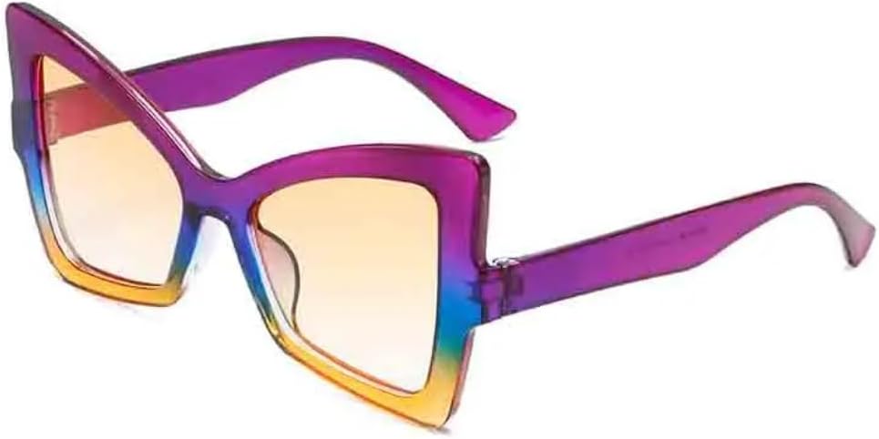 

Модные солнцезащитные очки в оправе «бабочка» большого размера для женщин, роскошные, с индивидуальным дизайном, для путешествий, в стиле панк, с защитой от УФ-излучения UV400 TVTBBVV, Purple Yellow