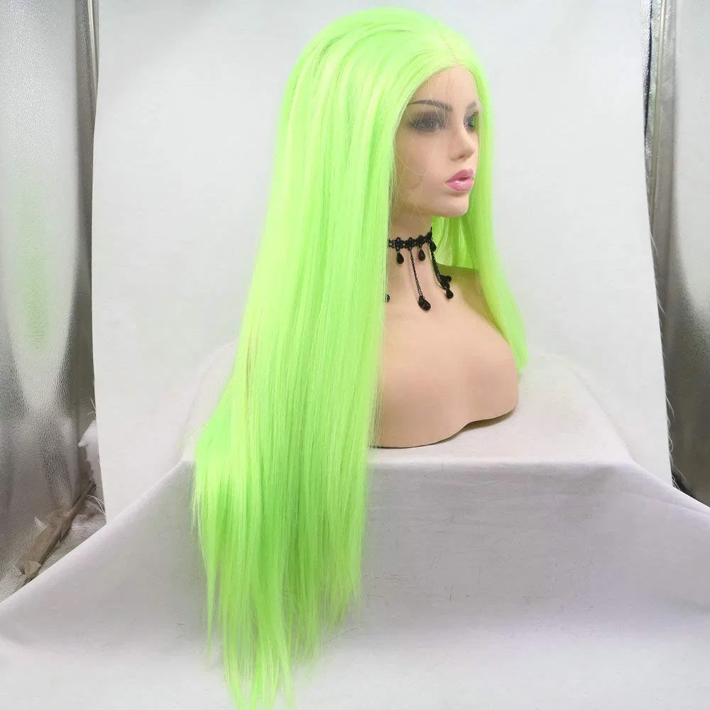Женский парик «13 x 3 Inch Lace Front» длинный прямой флуоресцентно-зеленый Serenewig, Bright Green/Fluorescent Green/Yellow Green — фото 3