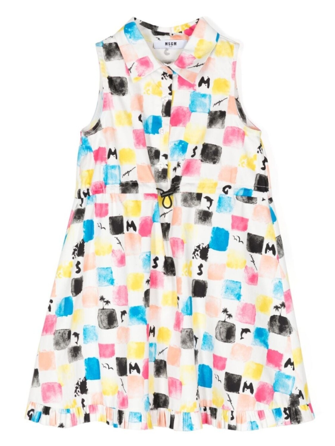 

MSGM Kids платье с кулиской и графичным принтом, белый