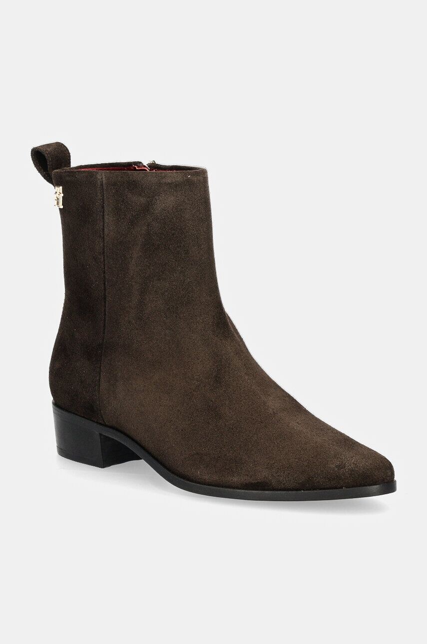 

Замшевые ботильоны Tommy Hilfiger LOW COWBOY FLAT SUEDE, коричневый