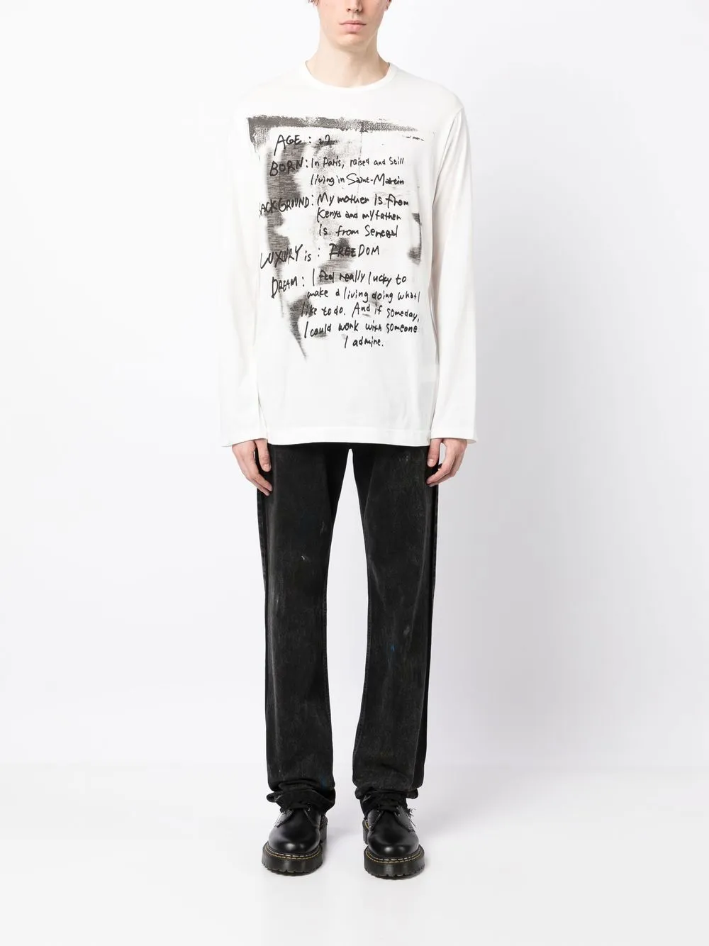 Футболка Pigment с длинными рукавами Yohji Yamamoto, белый — фото 2