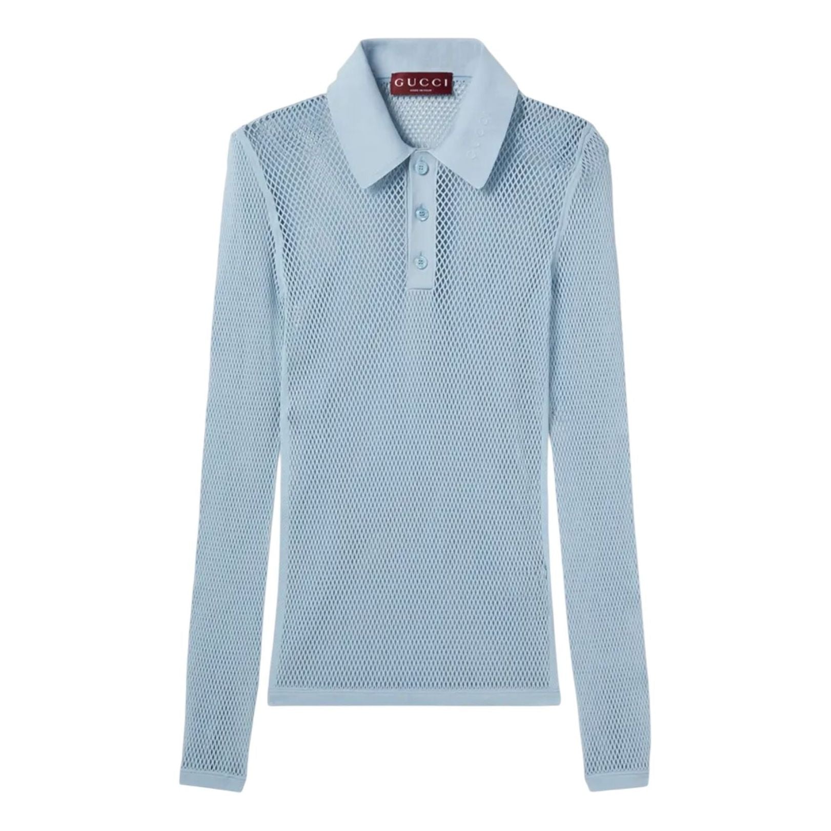 Поло Gucci из тисненой технической сетки, petroleum blue, синий