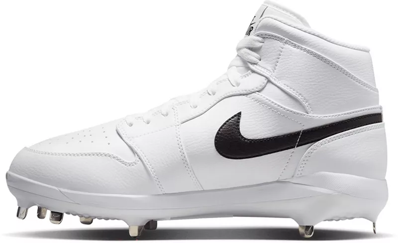 Мужские бейсбольные бутсы Nike Jordan 1 Retro Metal High, белый/черный — фото 3