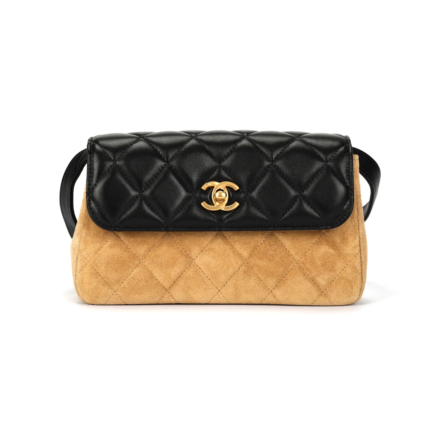 

CHANEL Овчинная сумка через плечо с замшевой вставкой