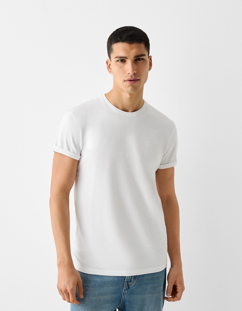 

Футболка с коротким рукавом muscle fit Bershka, белый