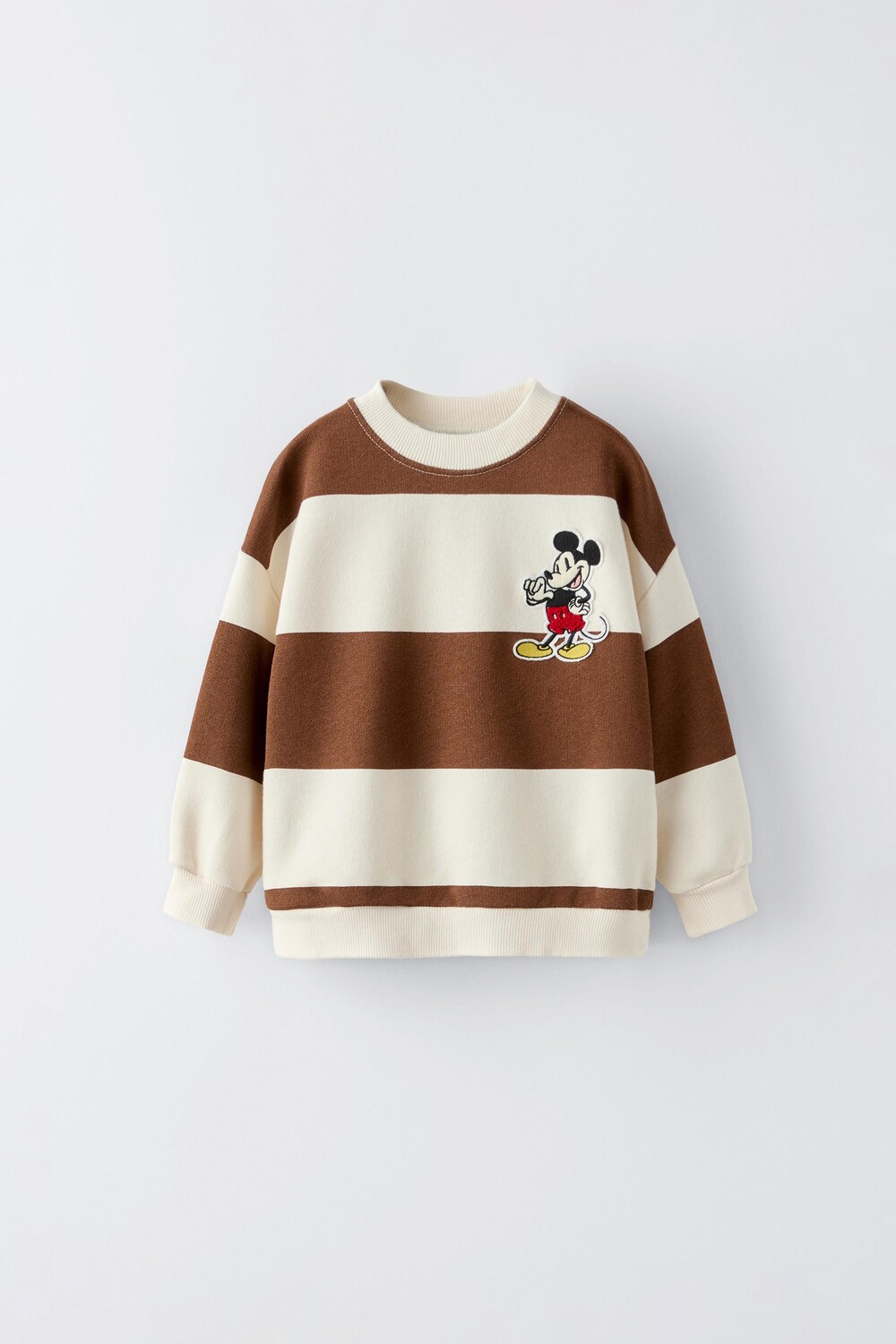 

Полосатая футболка с микки маусом disney ZARA, коричневый/экрю