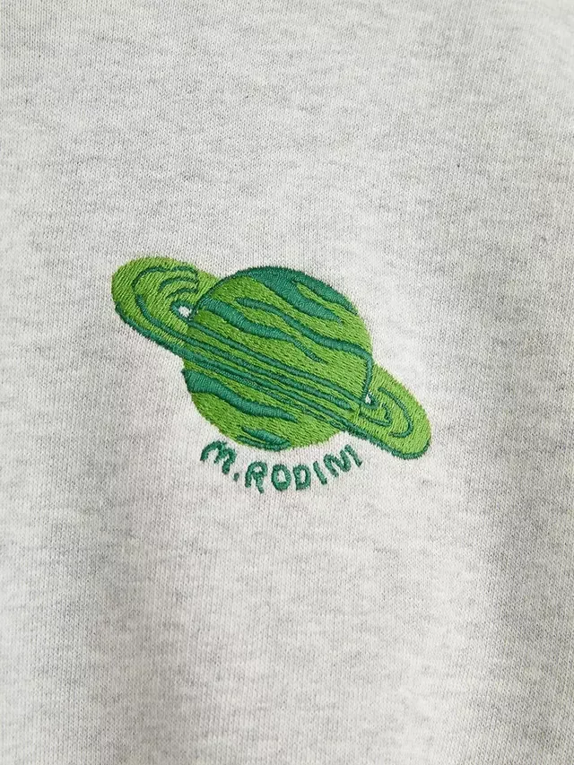 Детская толстовка с вышивкой Планета, серо-меланетовый цвет Mini Rodini — фото 3