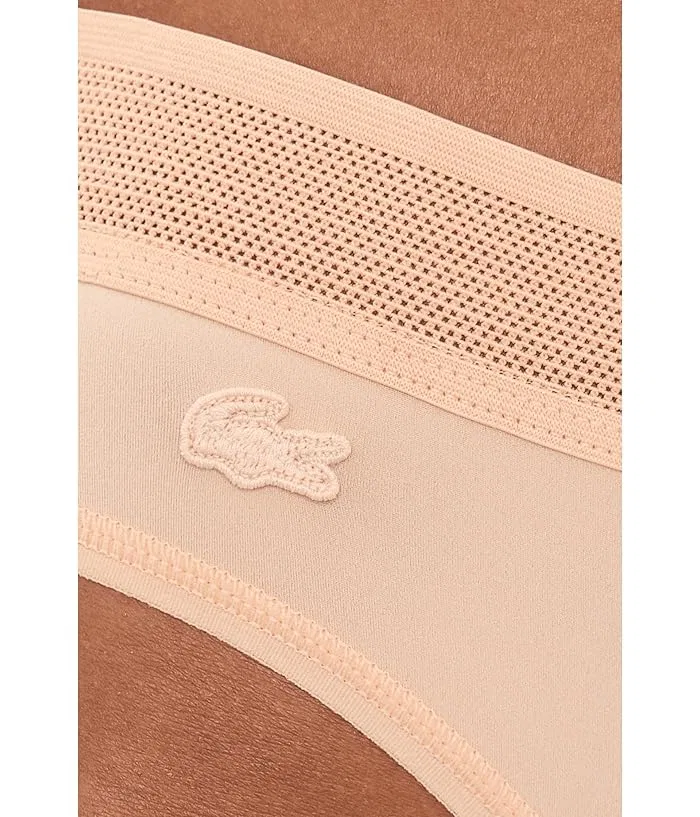 Брифы Lacoste Logo Waist Mesh Briefs, кружевная отделка и эластичный пояс с логотипом, бежевый — фото 3