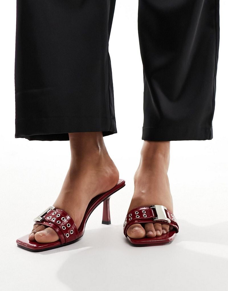 

SIMMI London - Bexley - Мюли красного цвета на среднем каблуке с пряжкой и люверсами SIMMI Shoes