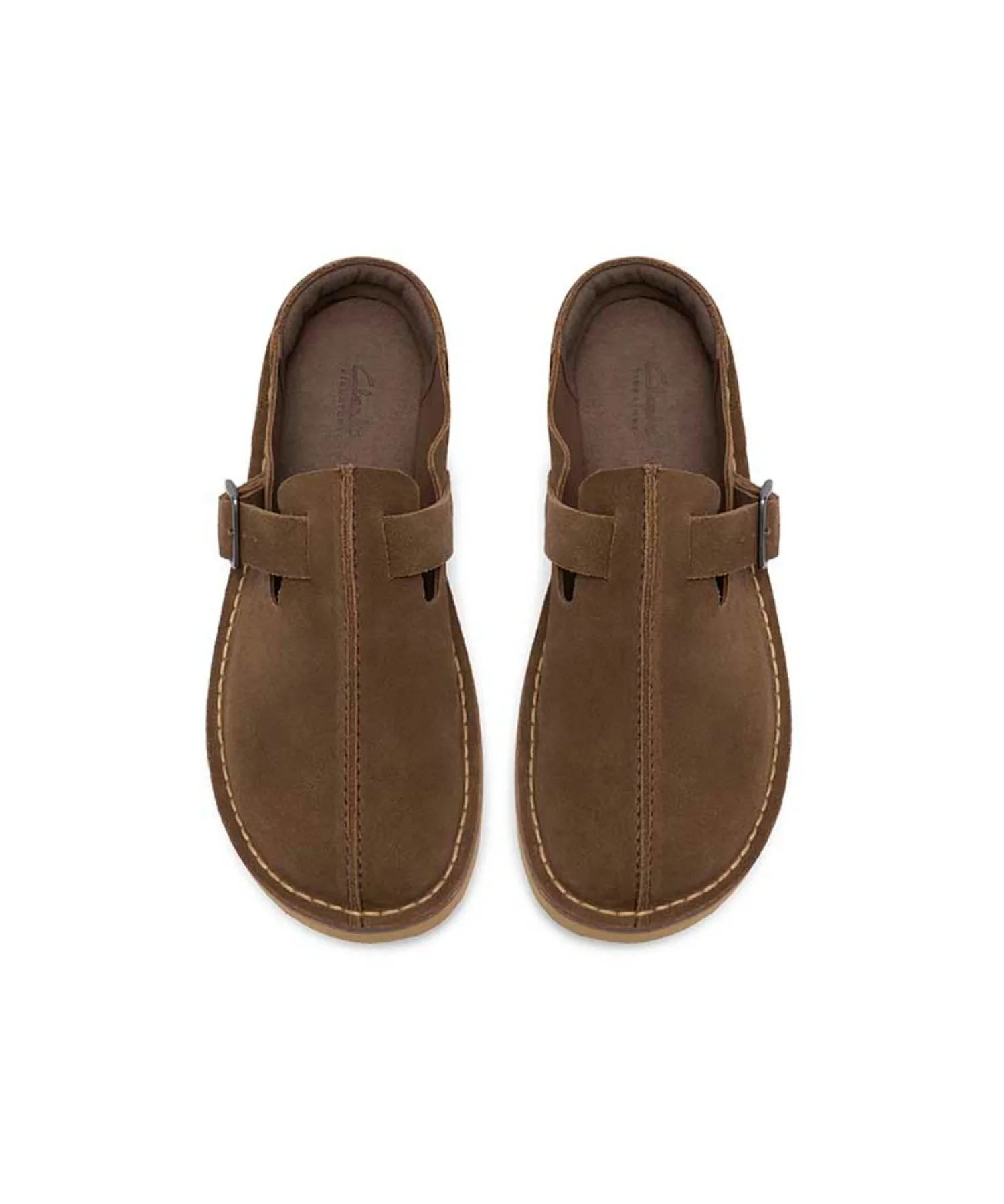 Мужские слипоны из кожи Clarks Solsbury Mule цвета хаки — фото 3