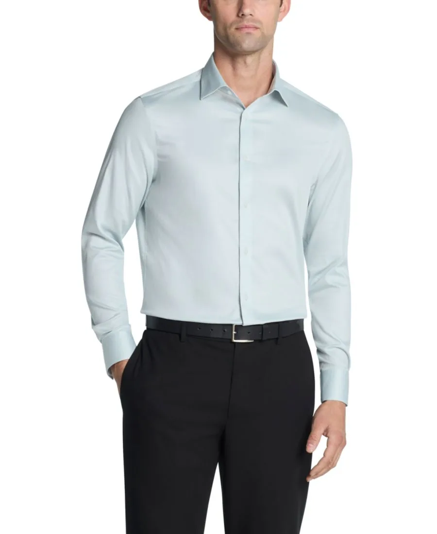 Мужская однотонная приталенная рубашка из эластичной ткани Calvin Klein, Sage