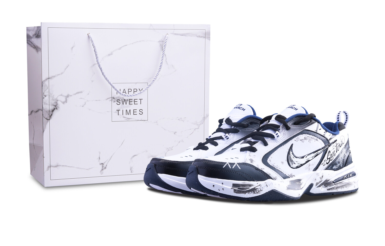 

Кроссовки Nike Air Monarch 4 Chunky Sneakers Unisex Low-top White/blue, синий