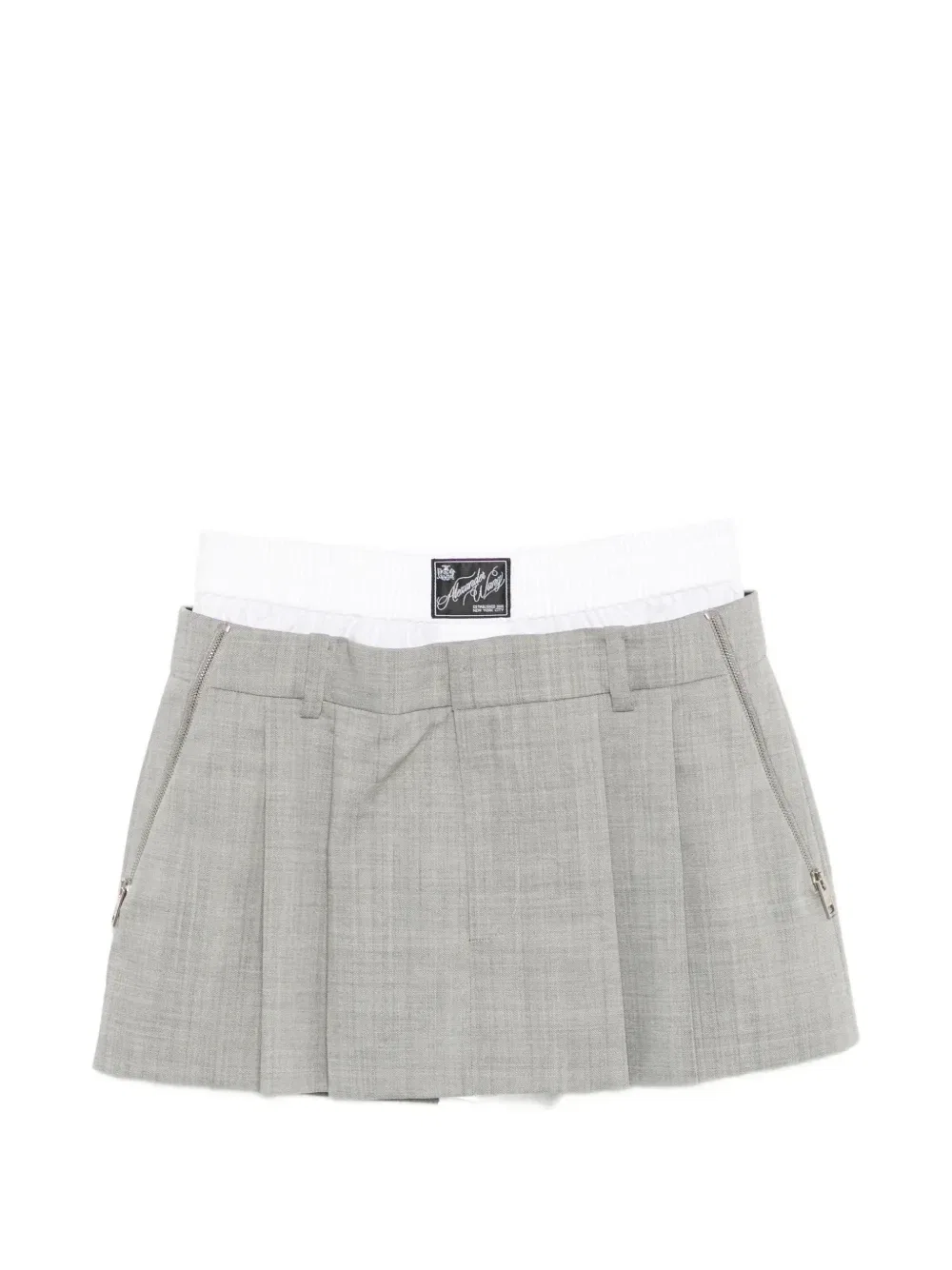 Юбка-шорты плиссированная с молнией-деталью Alexander Wang, серый