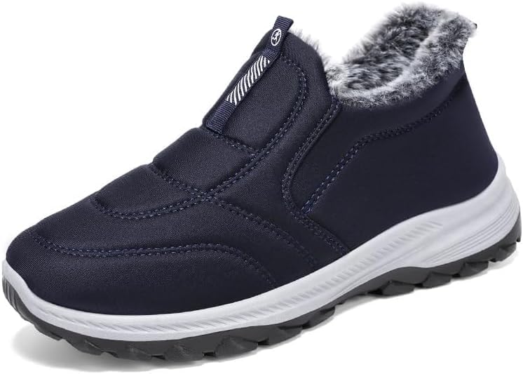 

Мужские слипоны-снежные ботинки, ботинки до щиколотки, противоскользящие, водонепроницаемые, с теплой меховой подкладкой, средней высоты, легкие зимние ботинки Generic, синий