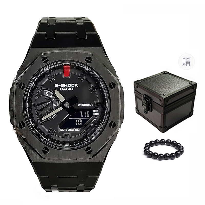

CASIO Мужские часы с двойным дисплеем, жидкокристаллическим/аналоговым циферблатом, 44 мм, черные