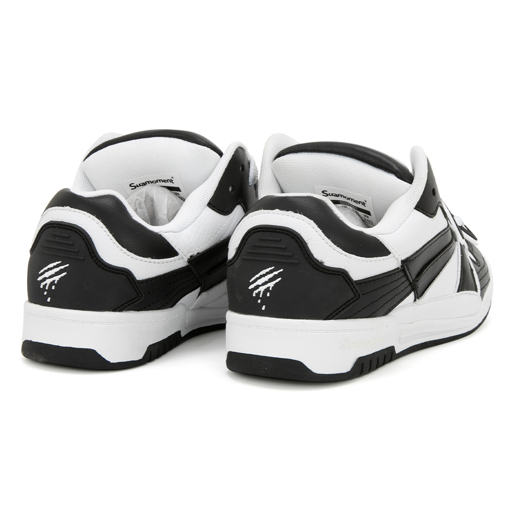Suamoment Винтажные кожаные скейтерские кроссовки с аппликацией Original Athletic Shoes мужские парные модные доски черно-белые, цвет Black White — фото 3