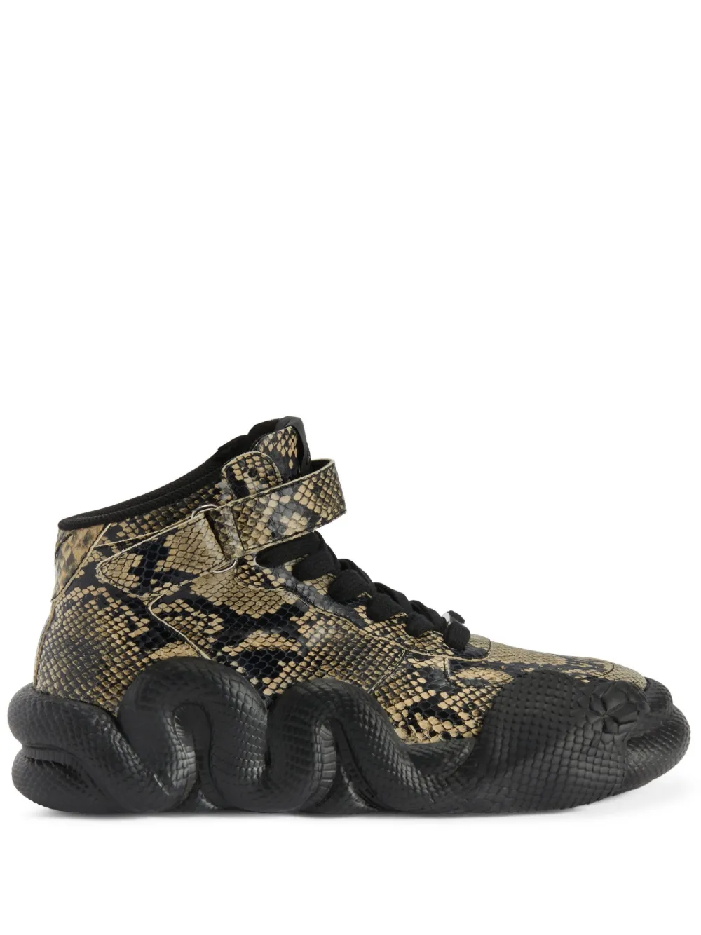 Кроссовки Cobras с тиснением под кожу змеи Giuseppe Zanotti, черный