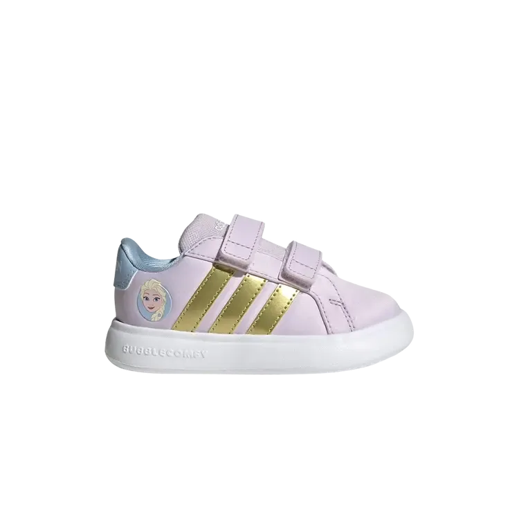 Детские кроссовки Frozen x Adidas Grand Court 3.0 'Ice Lavender Gold Metallic'