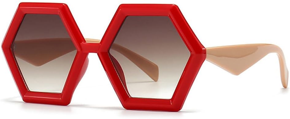 

Ретро-солнцезащитные очки Polygon для женщин, градиентные линзы, защита от УФ-излучения UV400, модные двухцветные солнцезащитные очки для мужчин HVTVTLA, Red Tea Gradient