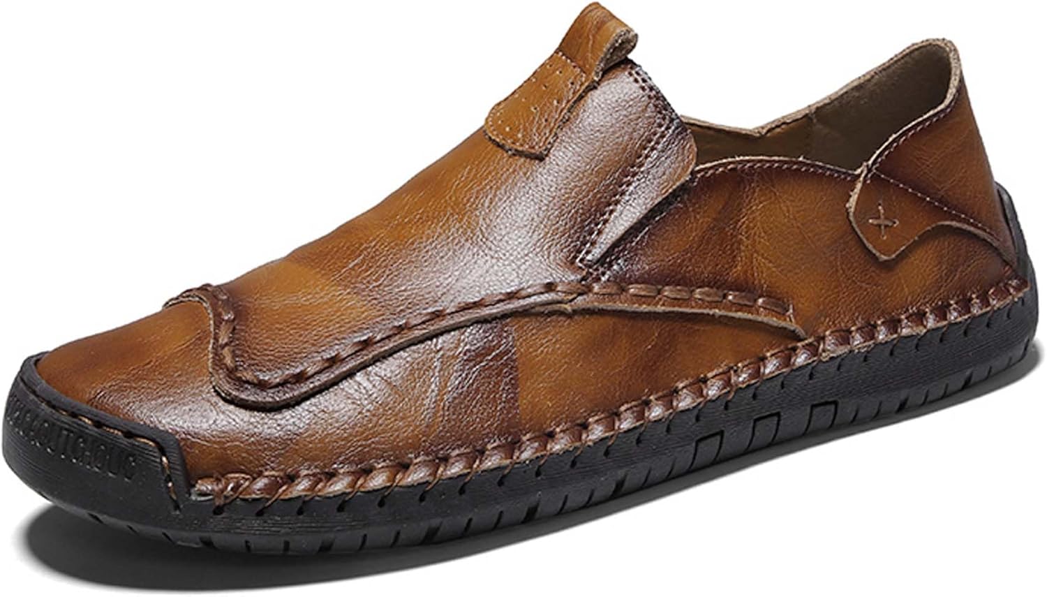 

Мужские повседневные лоферы большого размера из кожи, ретро, плоские деловые и лодочные туфли, удобные, с антискользящей подошвой, для работы, ходьбы и вождения Generic, желтый