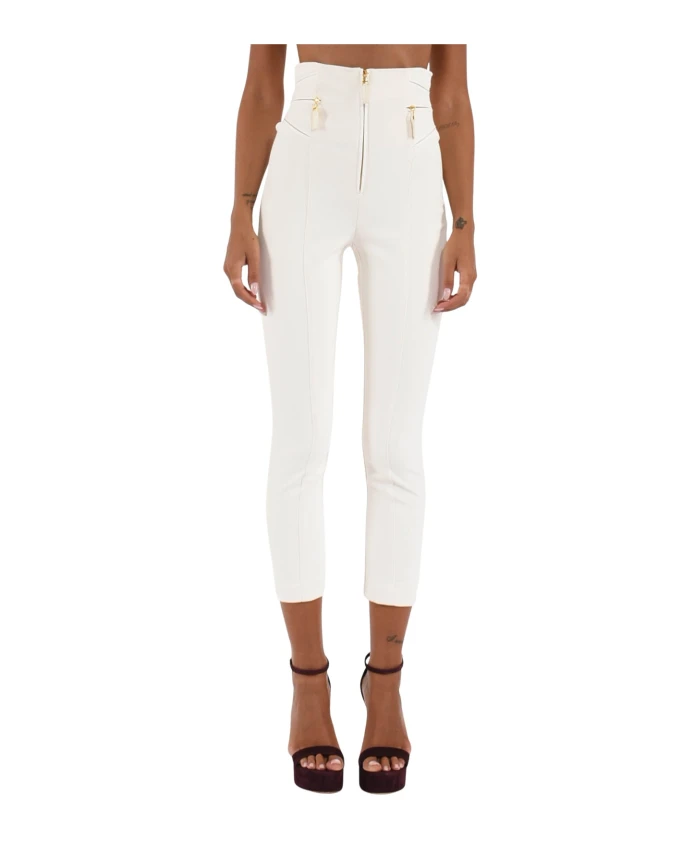 

Брюки из крепа с застежкой-молнией Elisabetta Franchi, бежевый