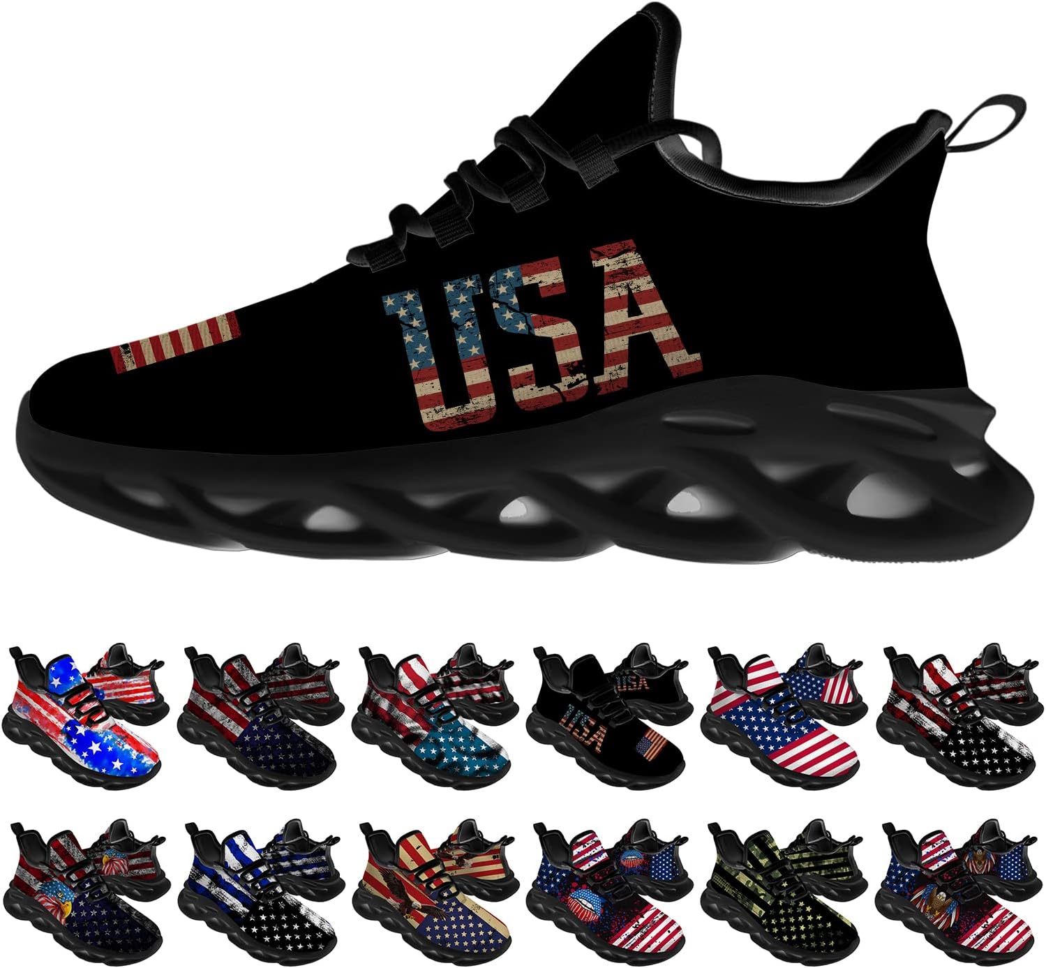 

Кроссовки Ciadoon с американским флагом для мужчин и женщин, спортивные кроссовки для бега, ходьбы и тенниса, подарки для мальчиков и девочек, красный