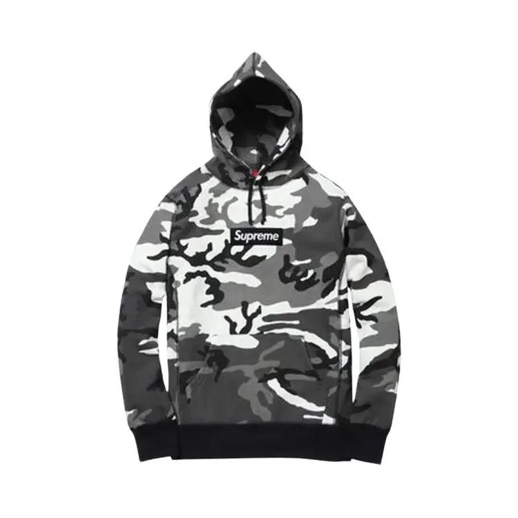 Толстовка Supreme Box Logo Pullover Hoodie 'Snow Camo', черный