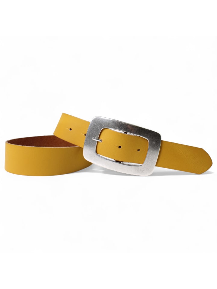 

Женский кожаный ремень, серебристый с карри FRONHOFER