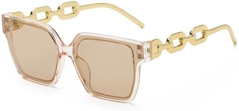 

Модные очки 2027 года в крупной оправе для мужчин, с цепочкой на линзах, солнцезащитным козырьком и в стиле ретро, ​​а также женские солнцезащитные очки MTZJH, Champagne Brown