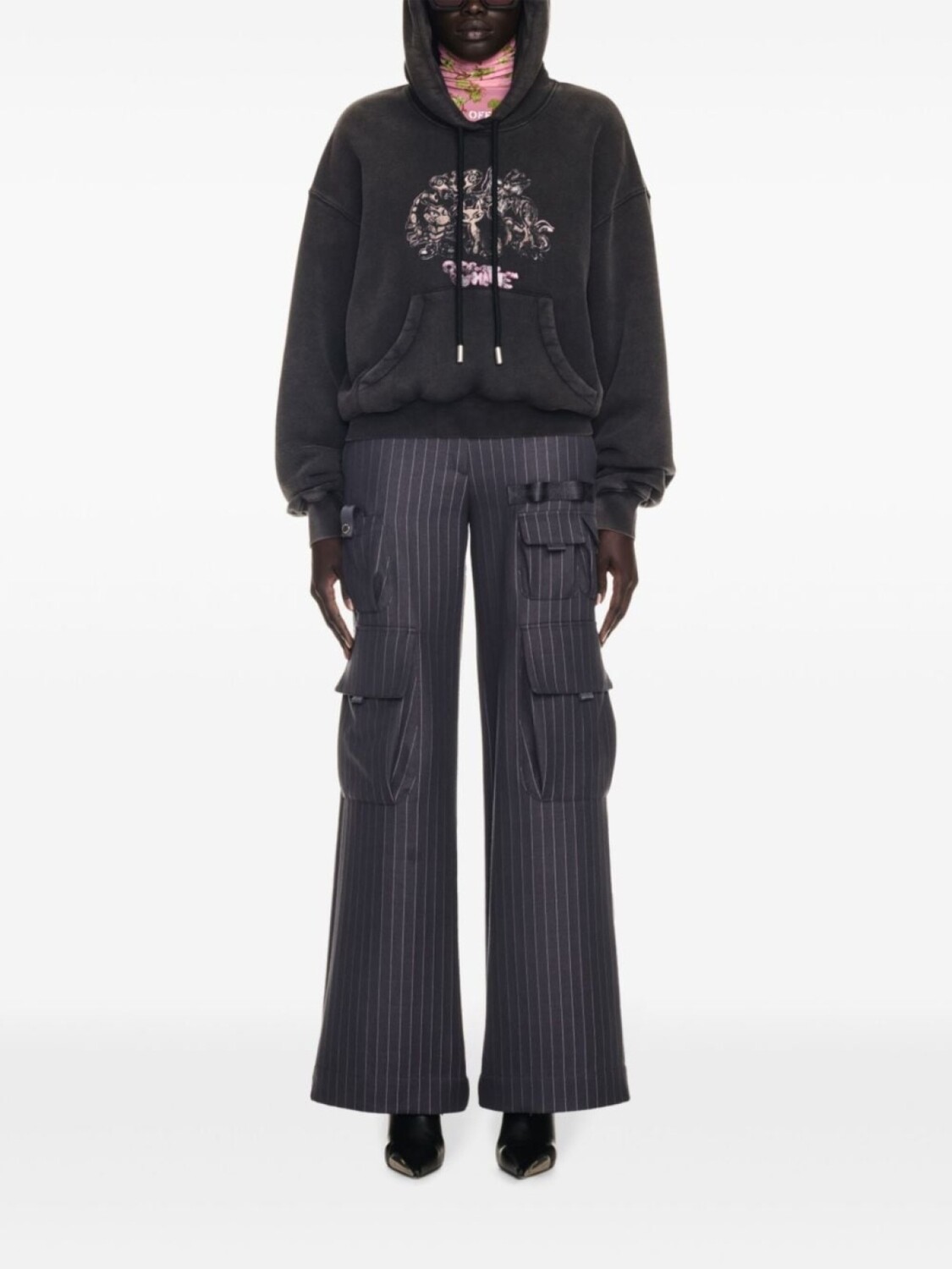 

Off-White худи Washed Characters, черный