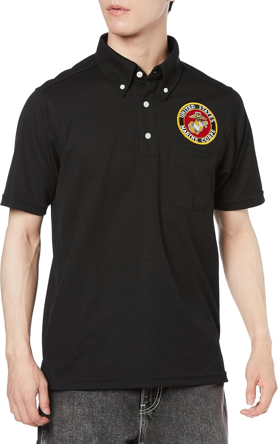

Поло-рубашка F-Style F-SD021123 с коротким рукавом, украшенная гербом армии США, впитывает пот, быстро сохнет, имеет карманы и застежку на пуговицах, черная