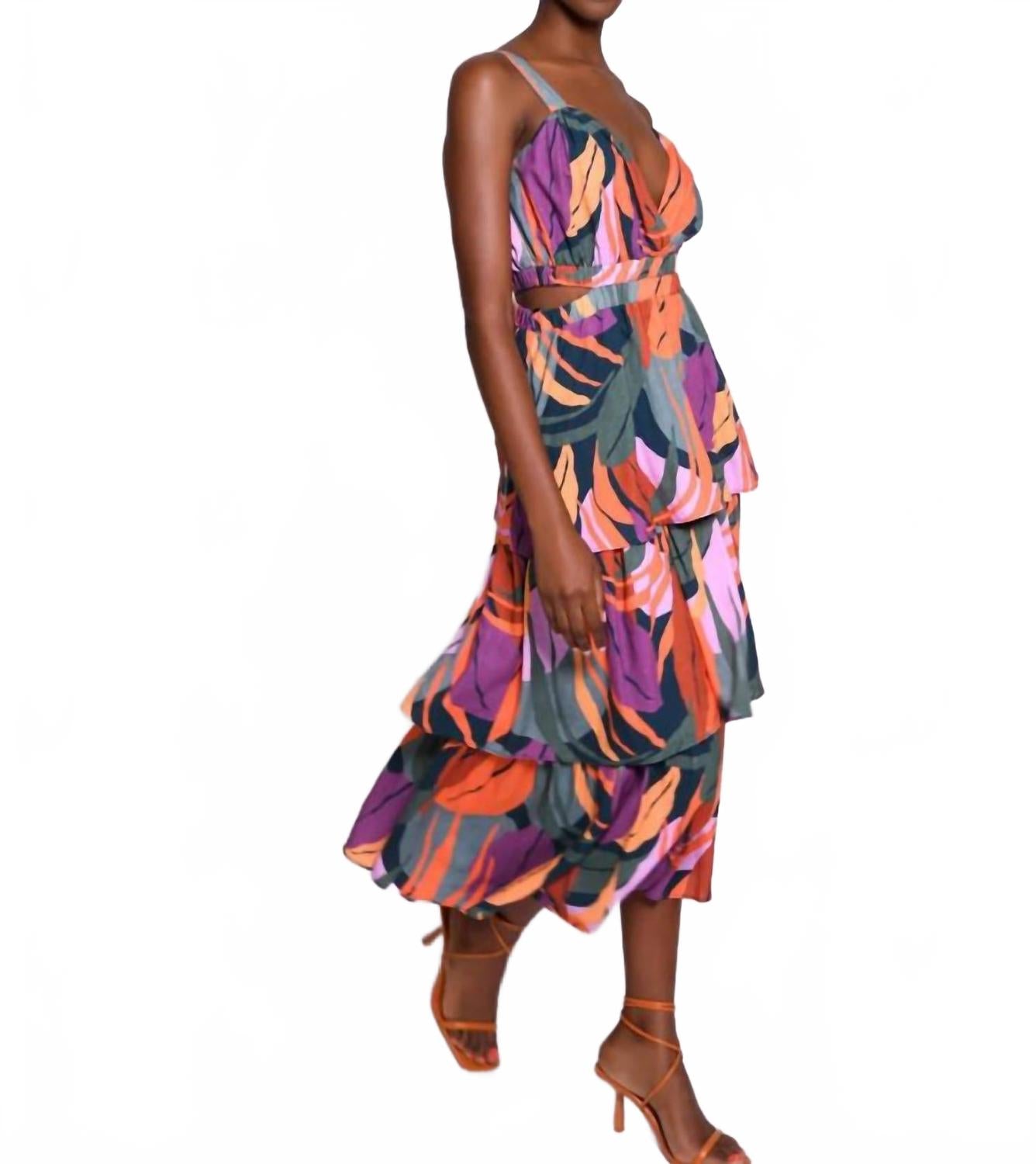 

Айша V-образный вырез макси-платье в мульти тропических листьях Hutch