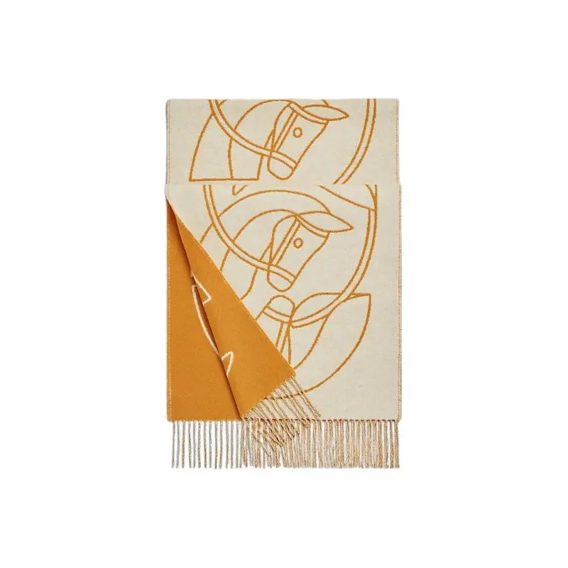 

HERMES Вязаный шарф женский, Yellow/Beige